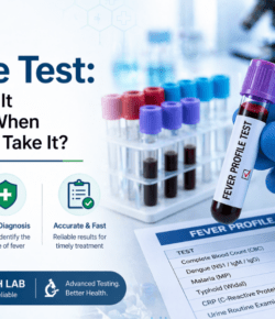 Fever profile test blood analysis in diagnostic lab to detect infections and identify cause of fever