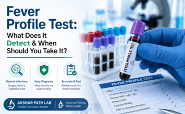 Fever profile test blood analysis in diagnostic lab to detect infections and identify cause of fever