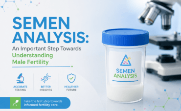 Semen analysis test for evaluating male fertility and sperm health at a pathology laboratory
